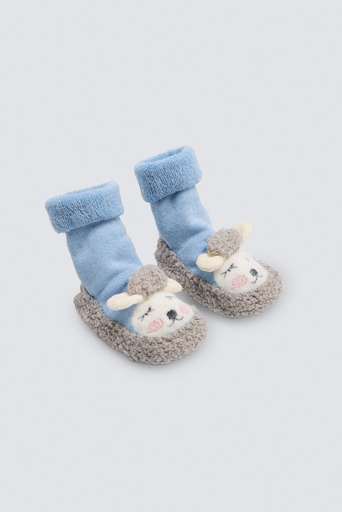 Baby thermal sheep slipper socks - blue