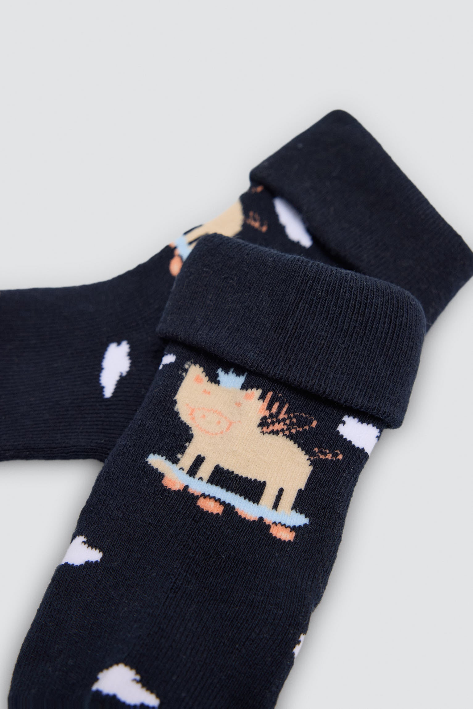 Pack of 4 baby thermal socks with tractor and pig prints