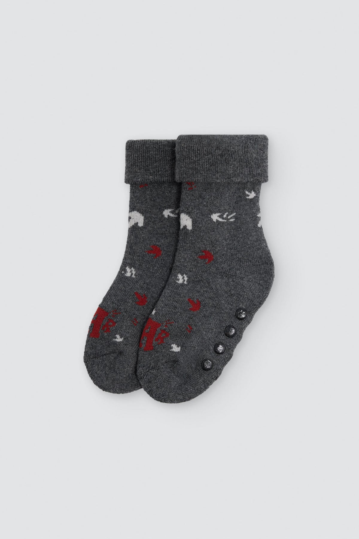 Pack of 4 baby thermal non-slip socks with tractor and arrow prints