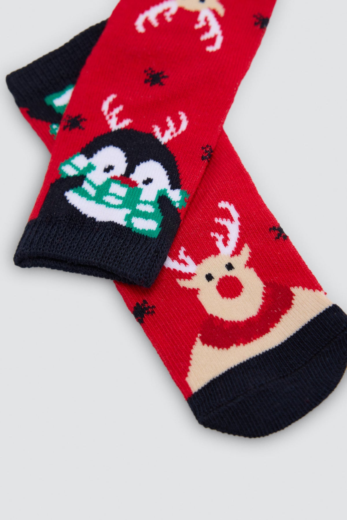 Pack of 2 baby Christmas socks with reindeer and Father Christmas