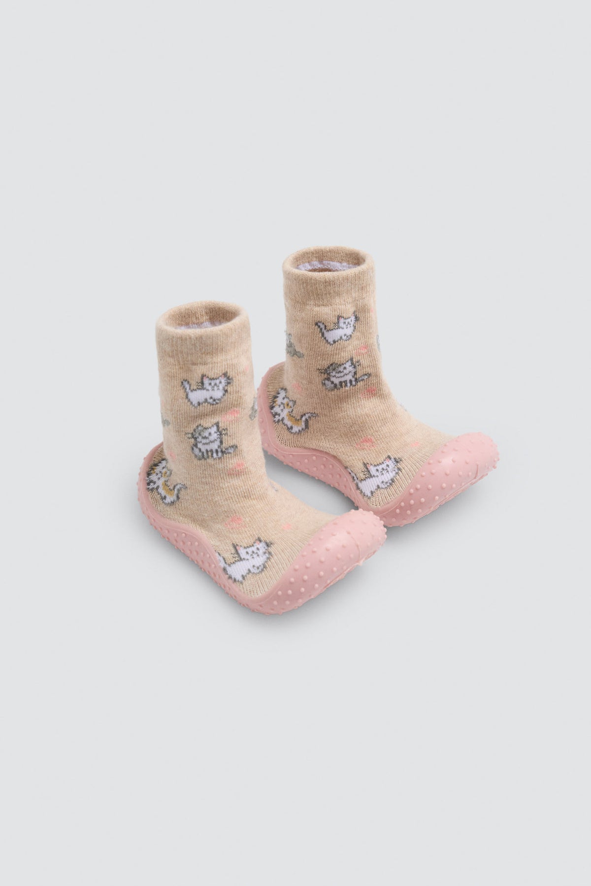 Baby girls' kitten-print slipper socks
