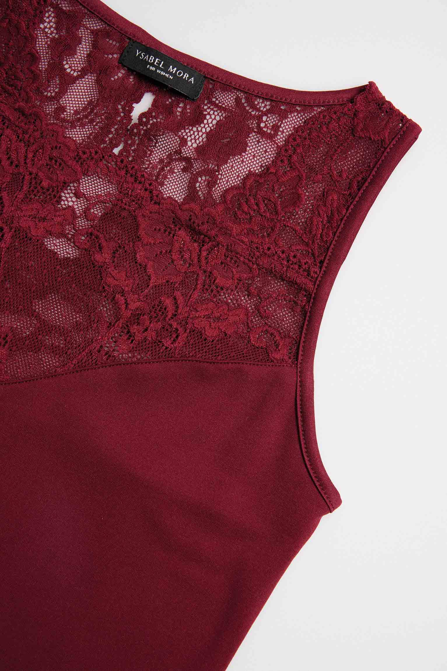 70006 1 camiseta termica encaje sin mangas - Granate