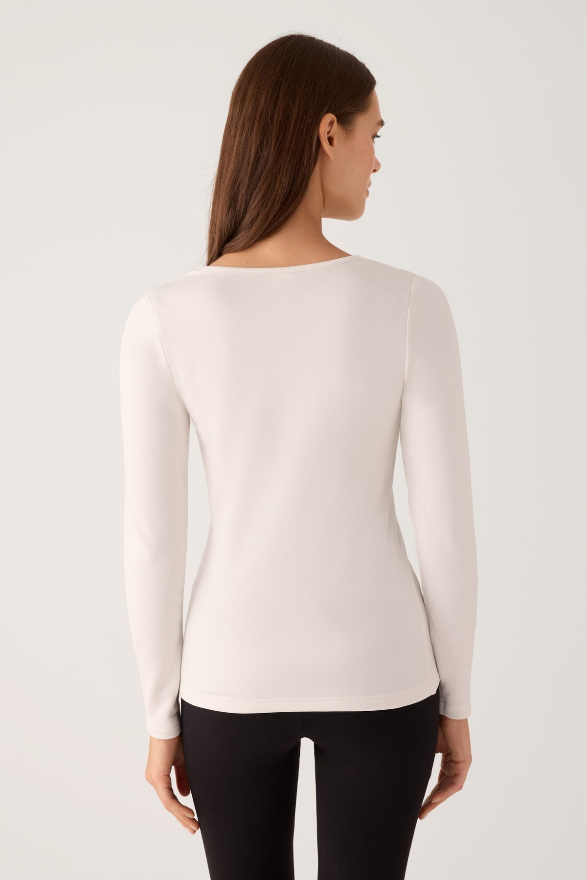 THERMAL Women's long-sleeved V-neck T-shirt with ivory lace