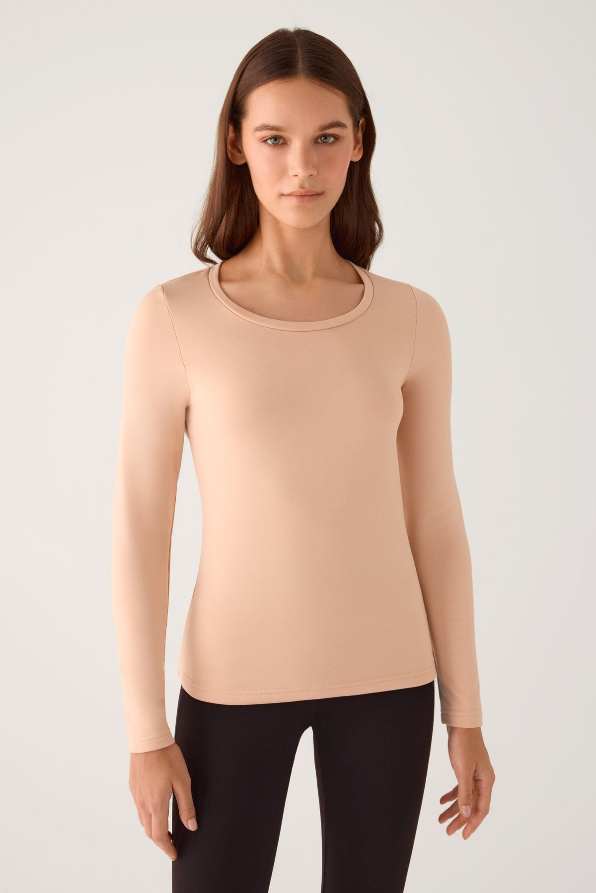 THERMAL Women's Long Sleeve Round Neck T-Shirt Nude