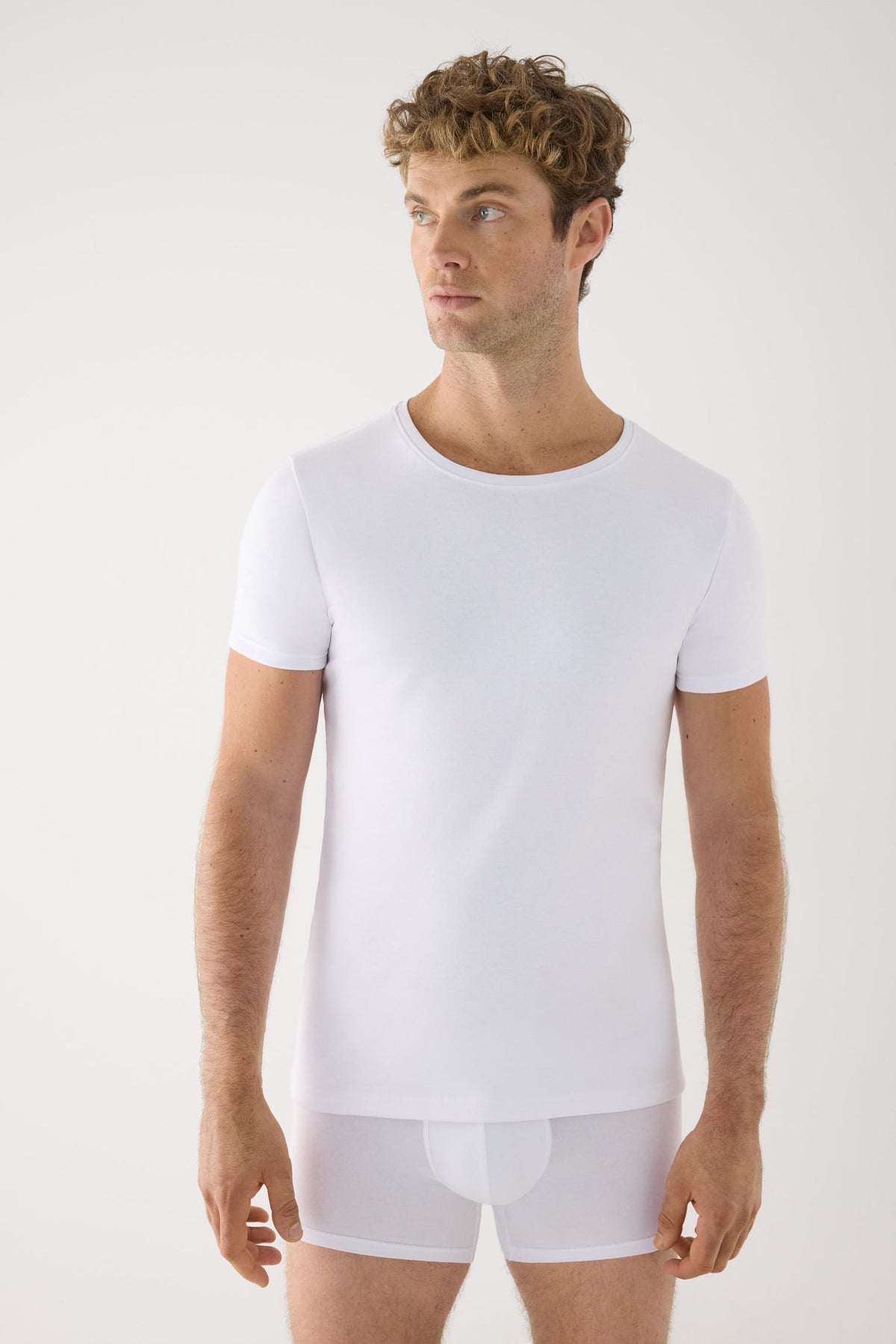 LIGHTWEIGHT THERMAL Men's short-sleeved white cotton t-shirt