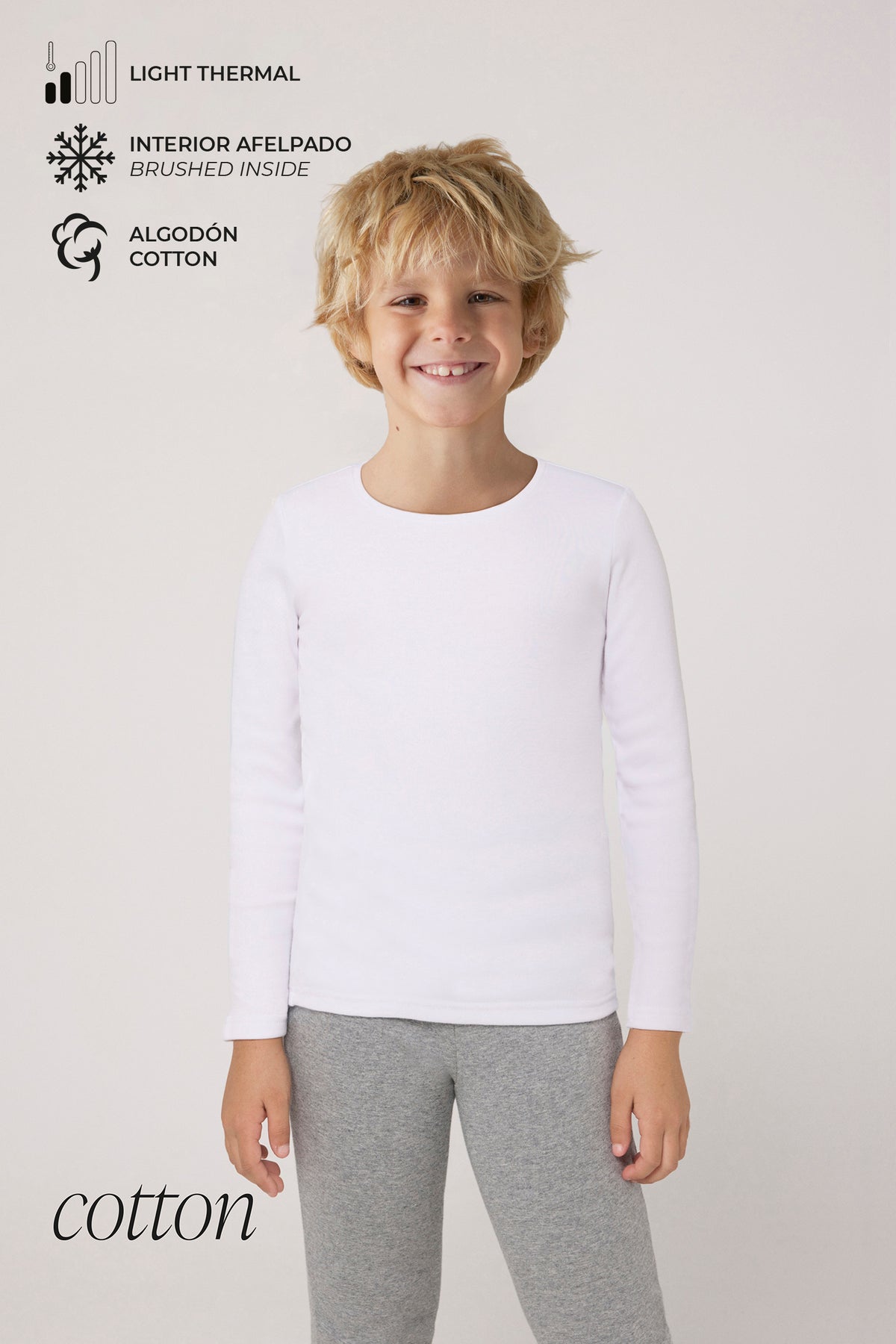 Warm long-sleeved children's cotton T-shirt
