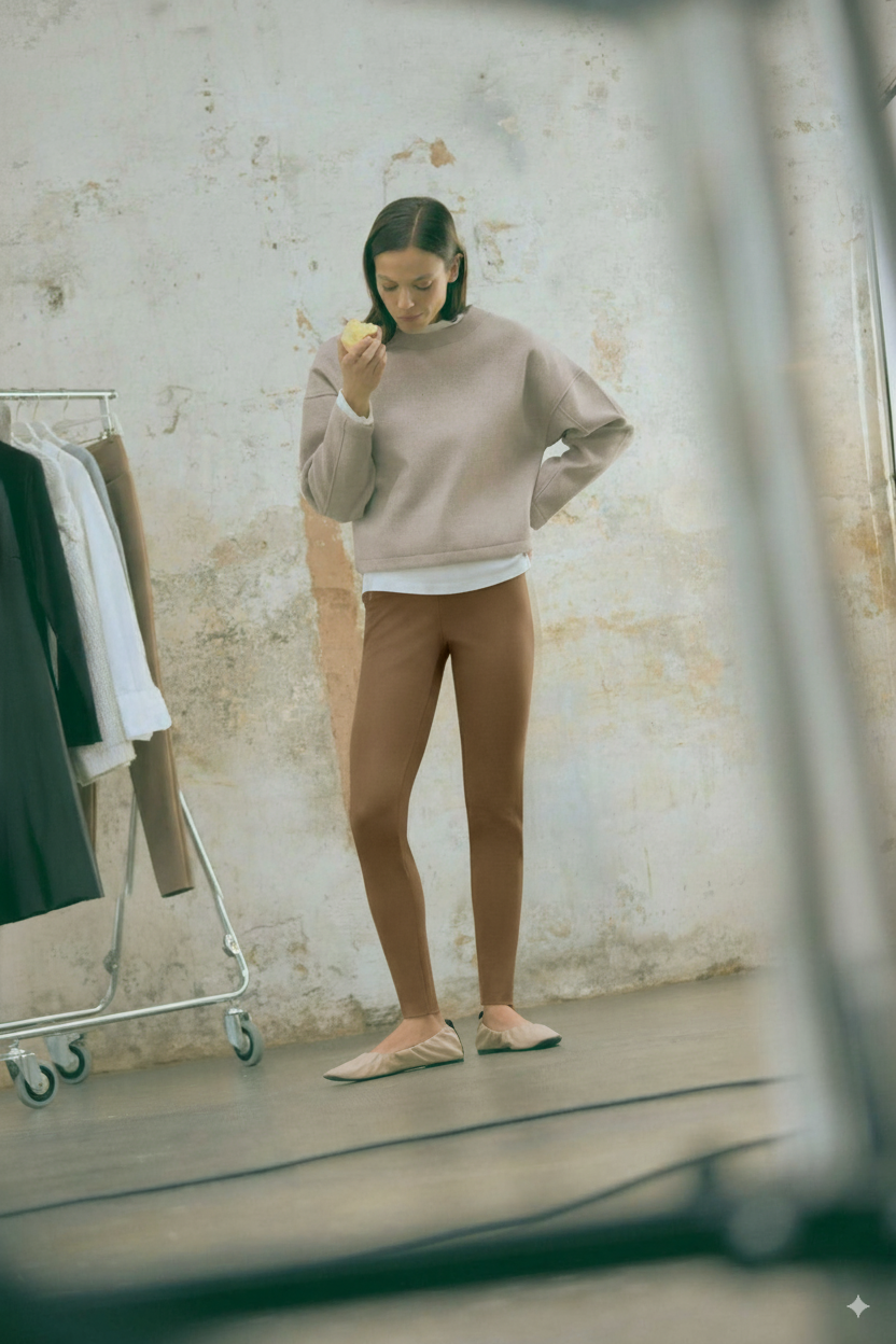 Brown metallic effect leggings