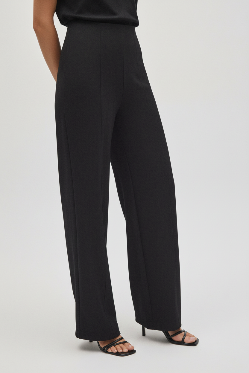 Black wide-leg dress pants