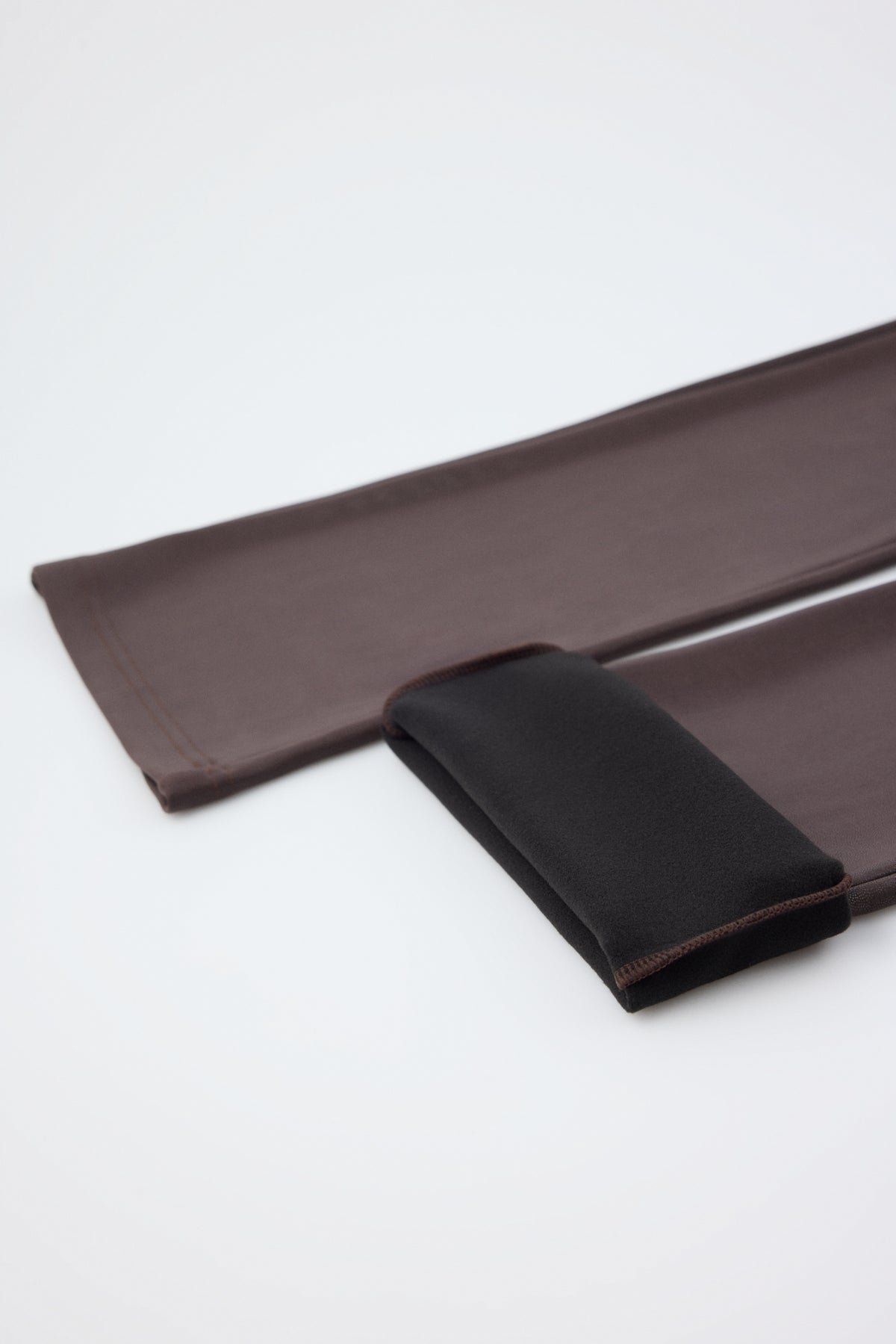 THERMAL chocolate-brown faux-leather flared leggings