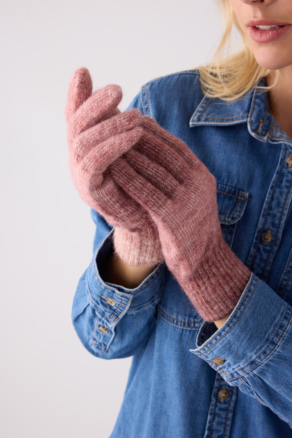 Set de gorro y guantes de punto para mujer colores degradados