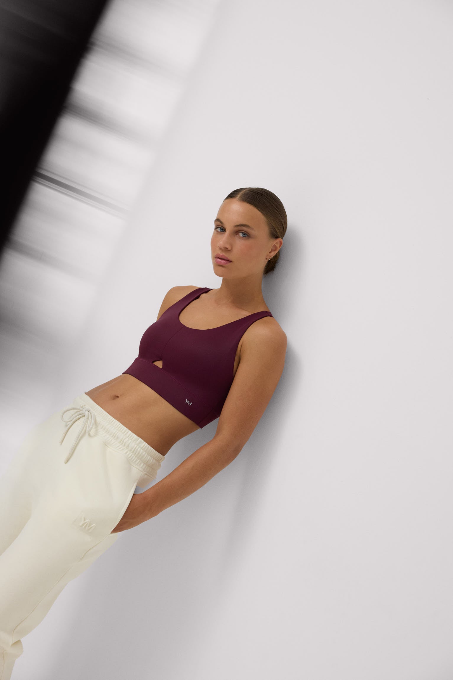 Maroon compression top and jogger sports set