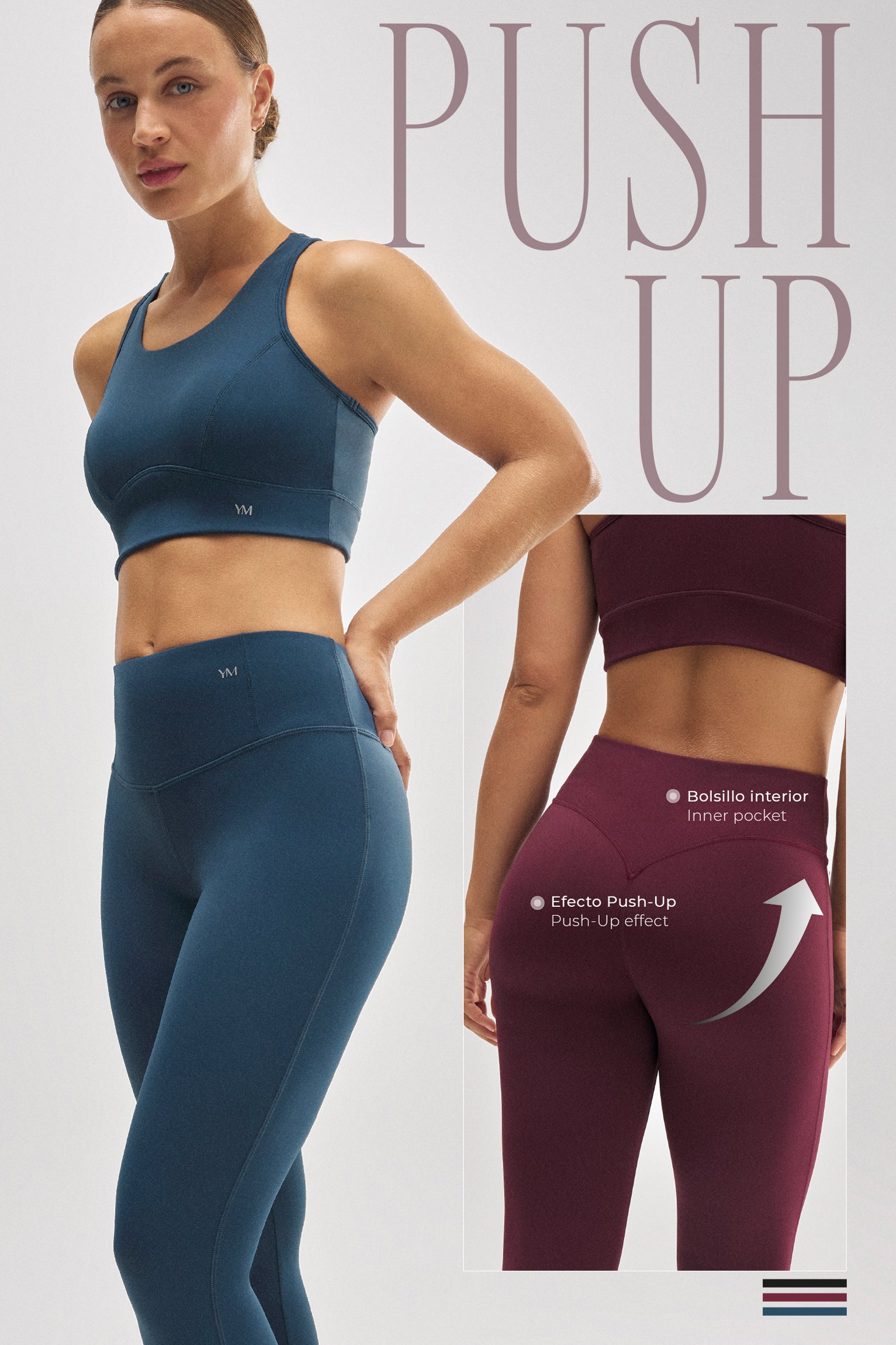 Blue push-up effect sports leggings