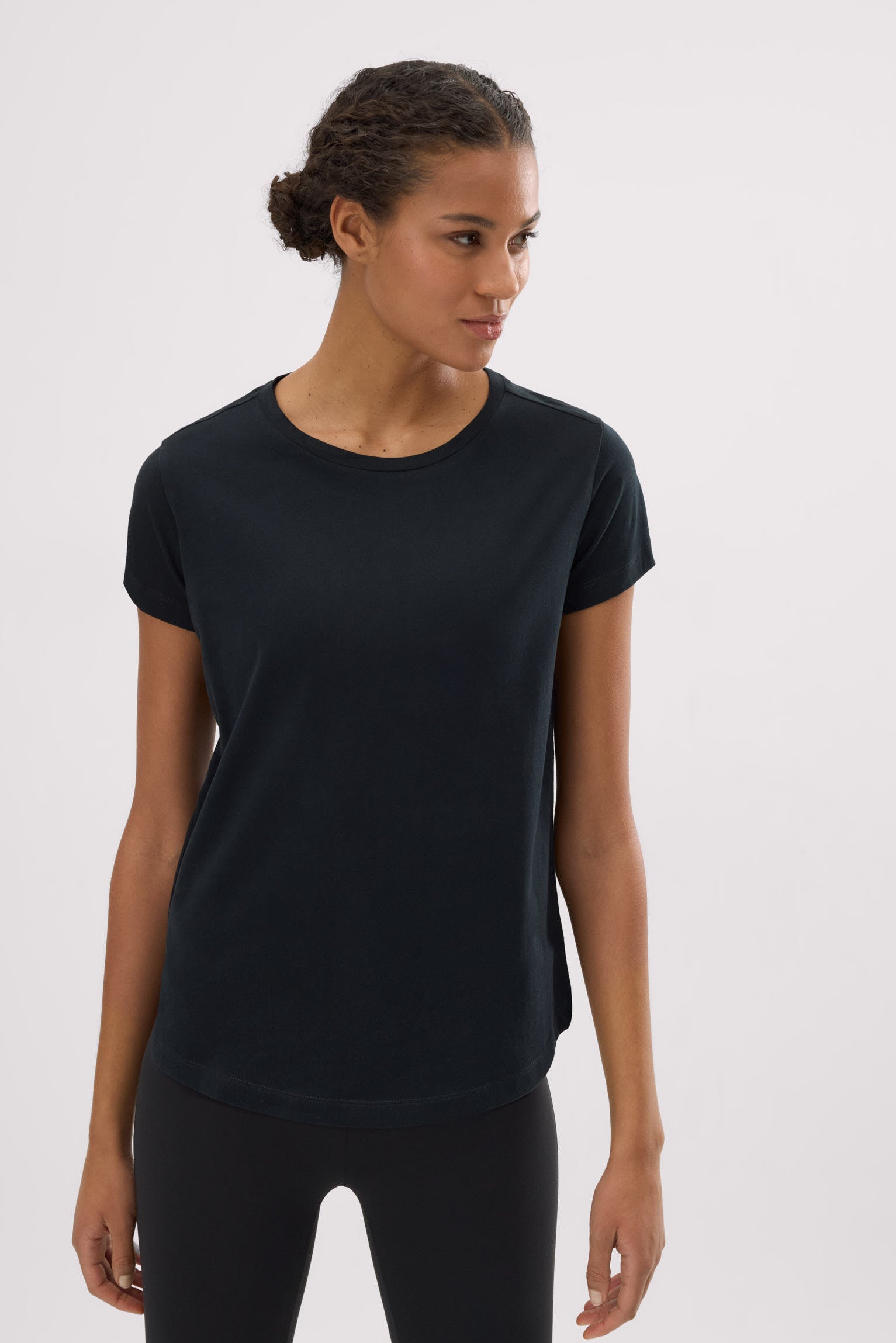 Basic black sports style cotton t-shirt