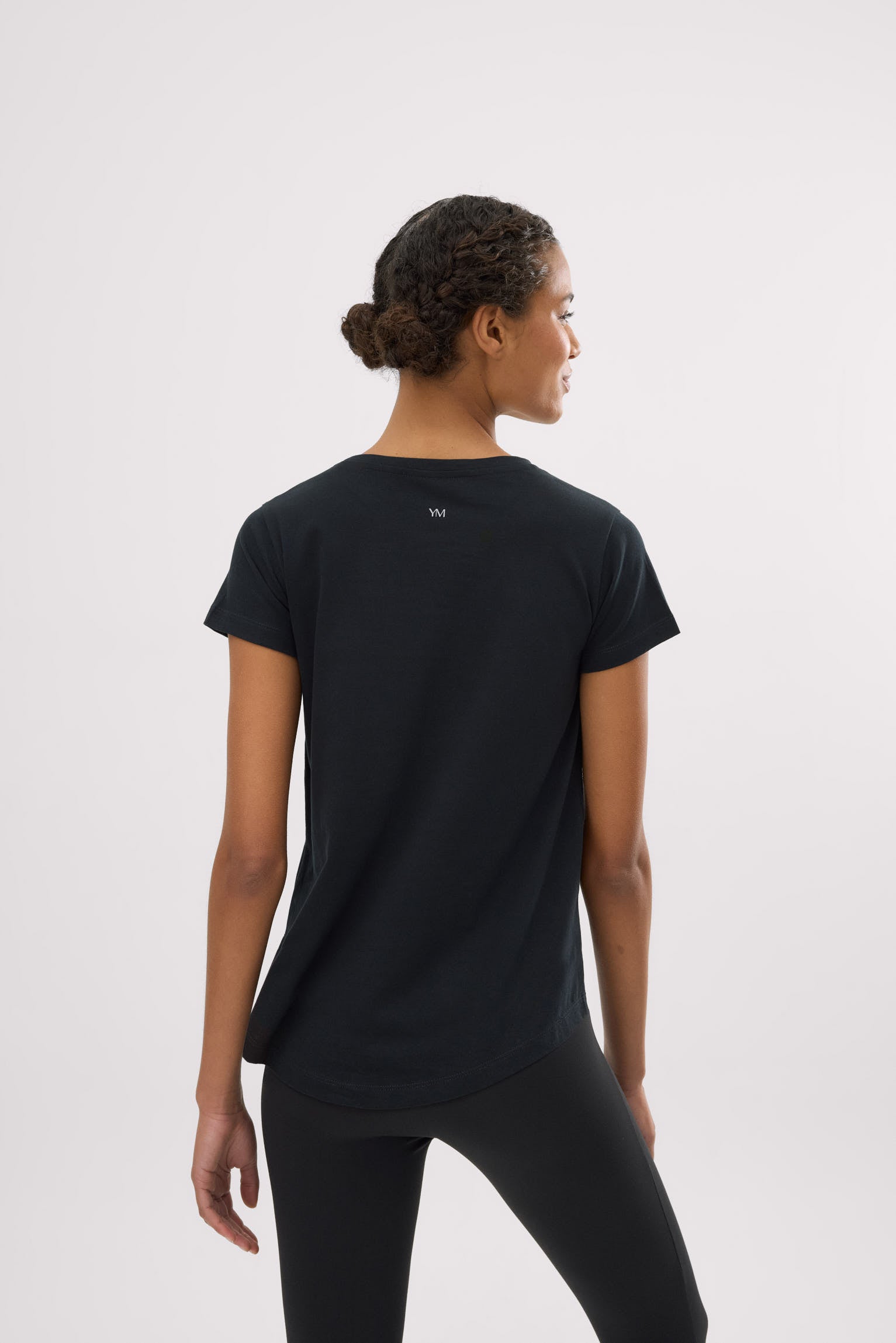 Basic black sports style cotton t-shirt
