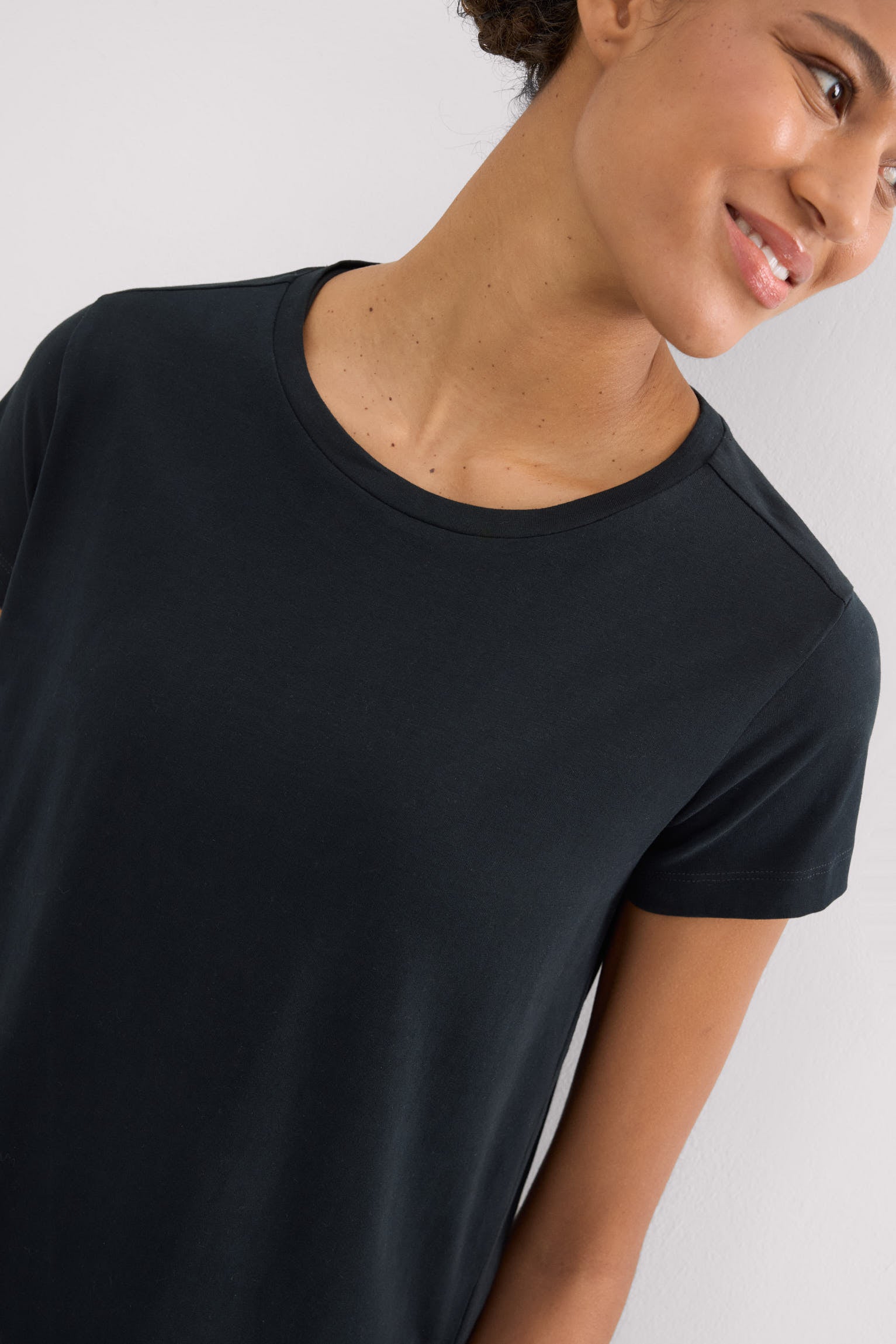 Basic black sports style cotton t-shirt