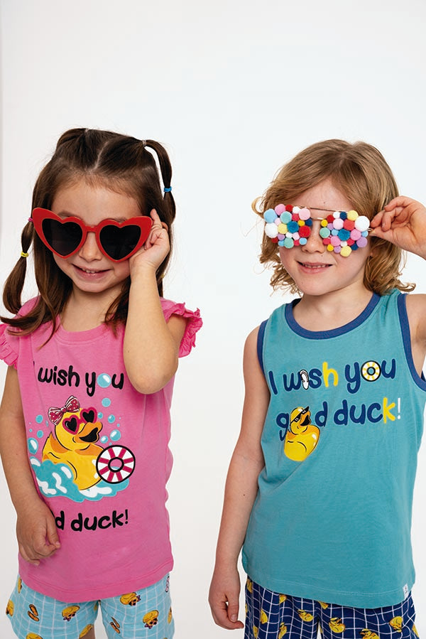 Good Duck short cotton children's pajamas pink | MUYDEMI