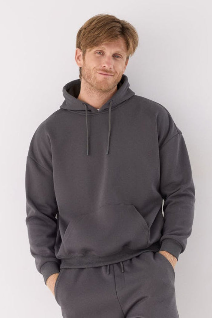 Men's charcoal fleece sports hoodie
