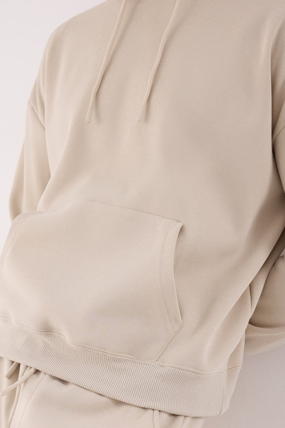 Men's beige fleece sports hoodie