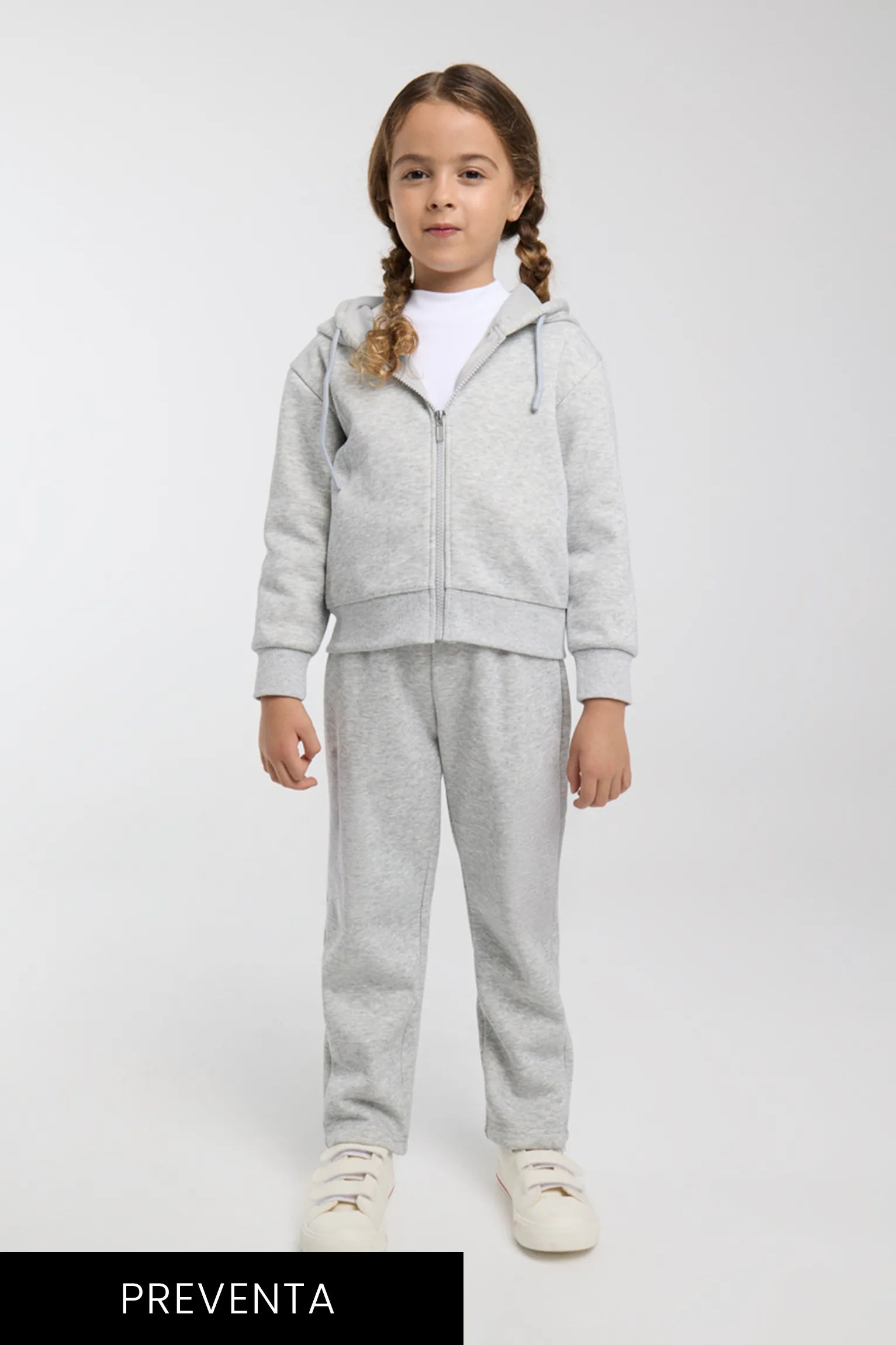 PRE-ORDER girls’ grey brushed tracksuit with jacket and straight-leg trousers