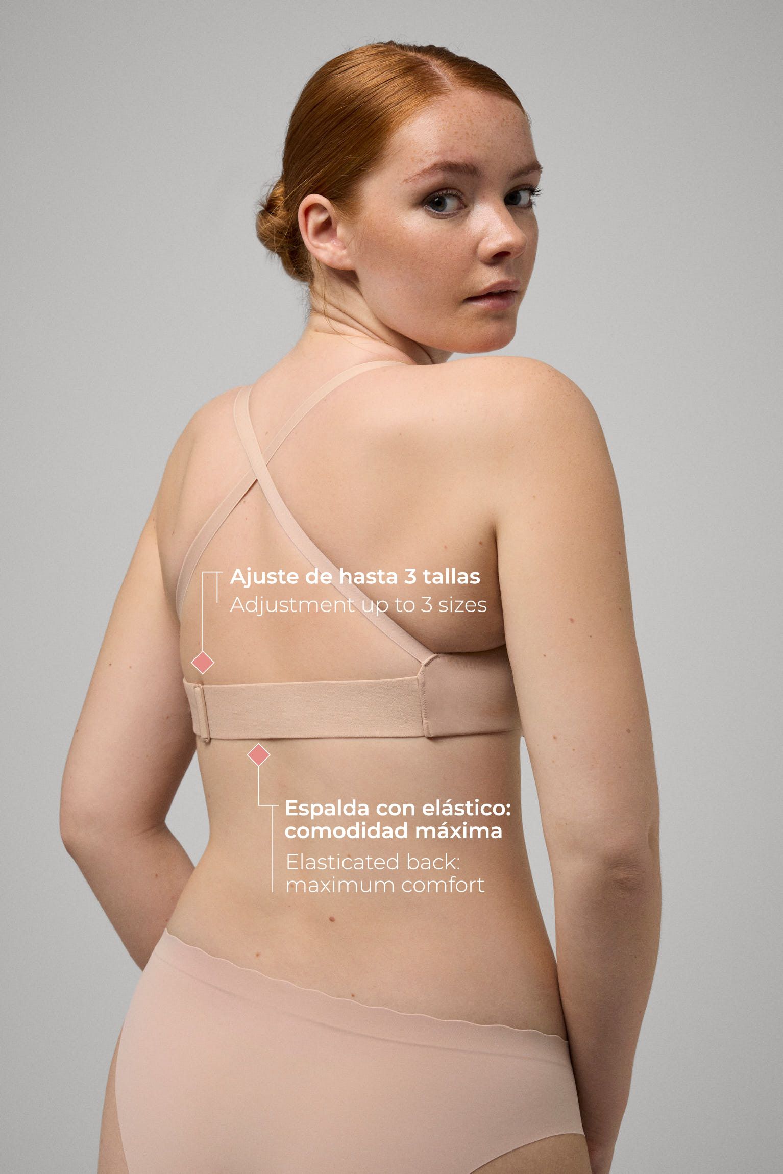 Adjustable size nude bra