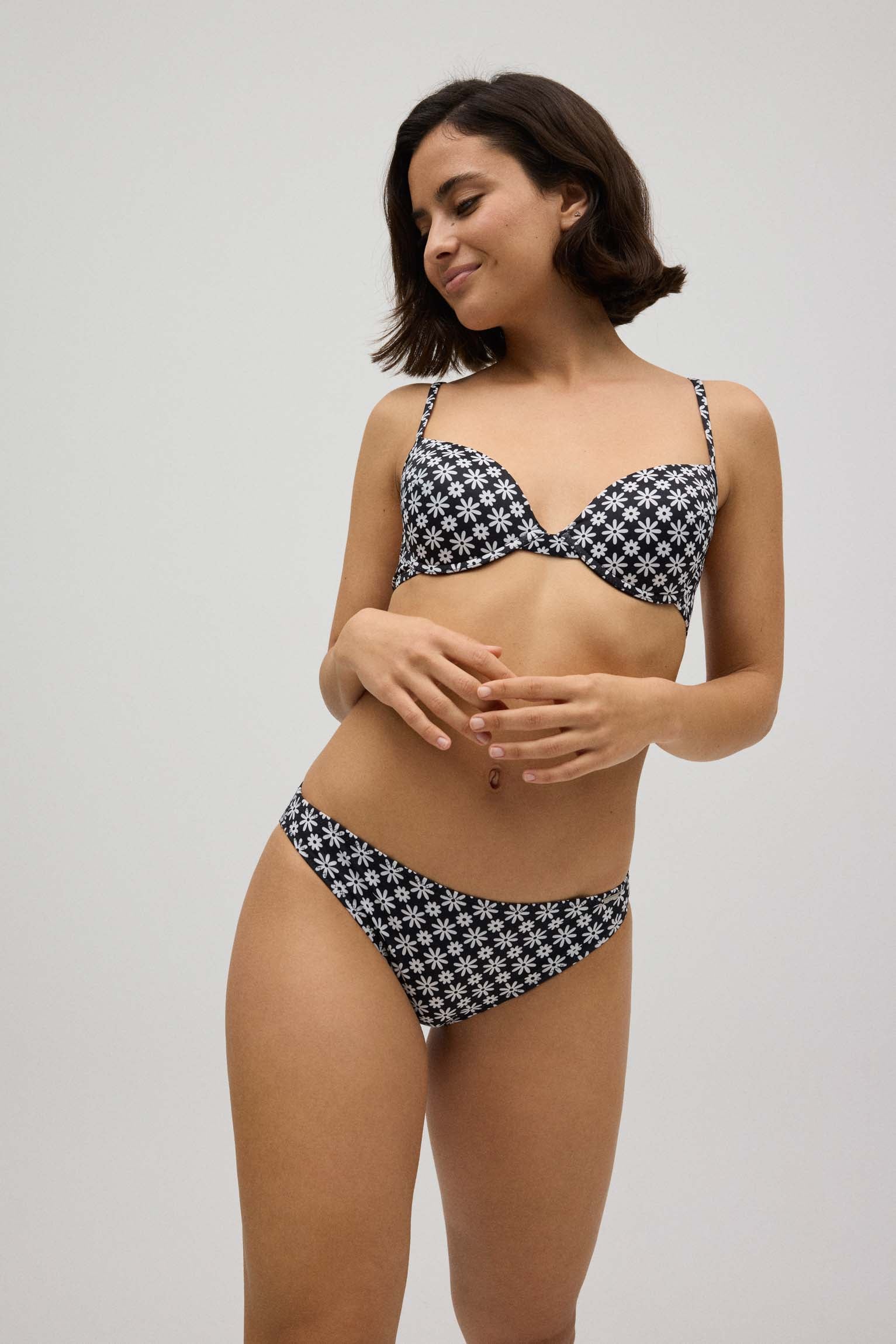 Black and white floral bikini bottoms