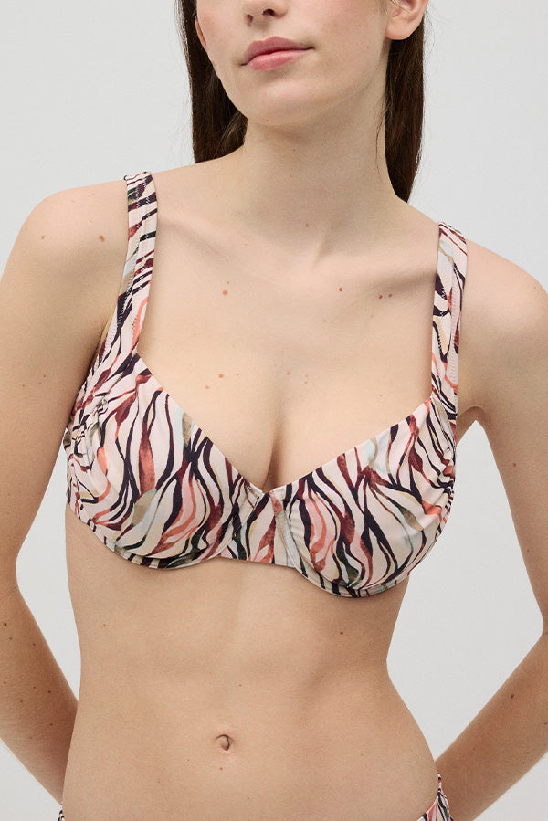 C cup printed slimming bikini top