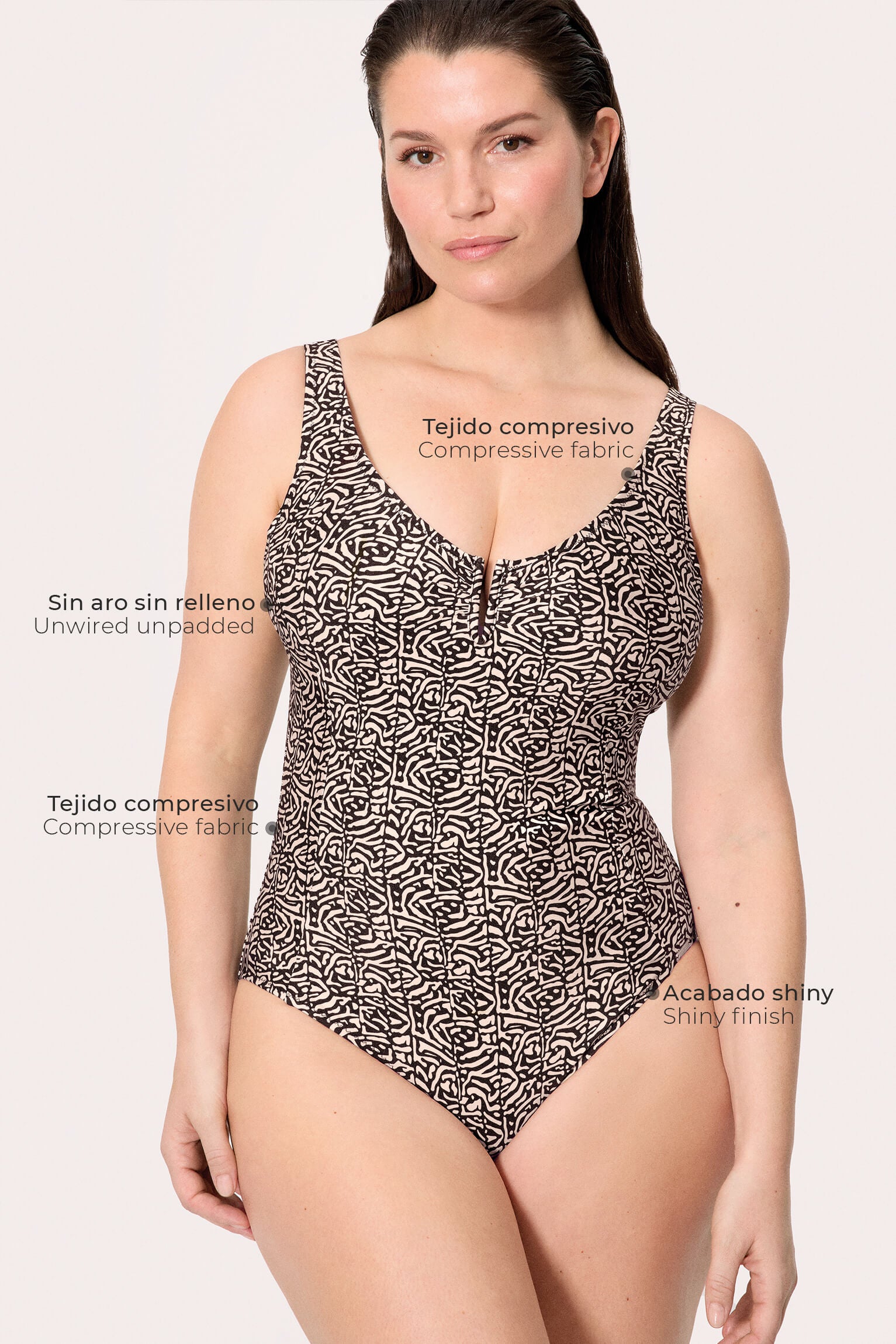 Bañador reductor estampado con brillo copa C - Ysabel Mora