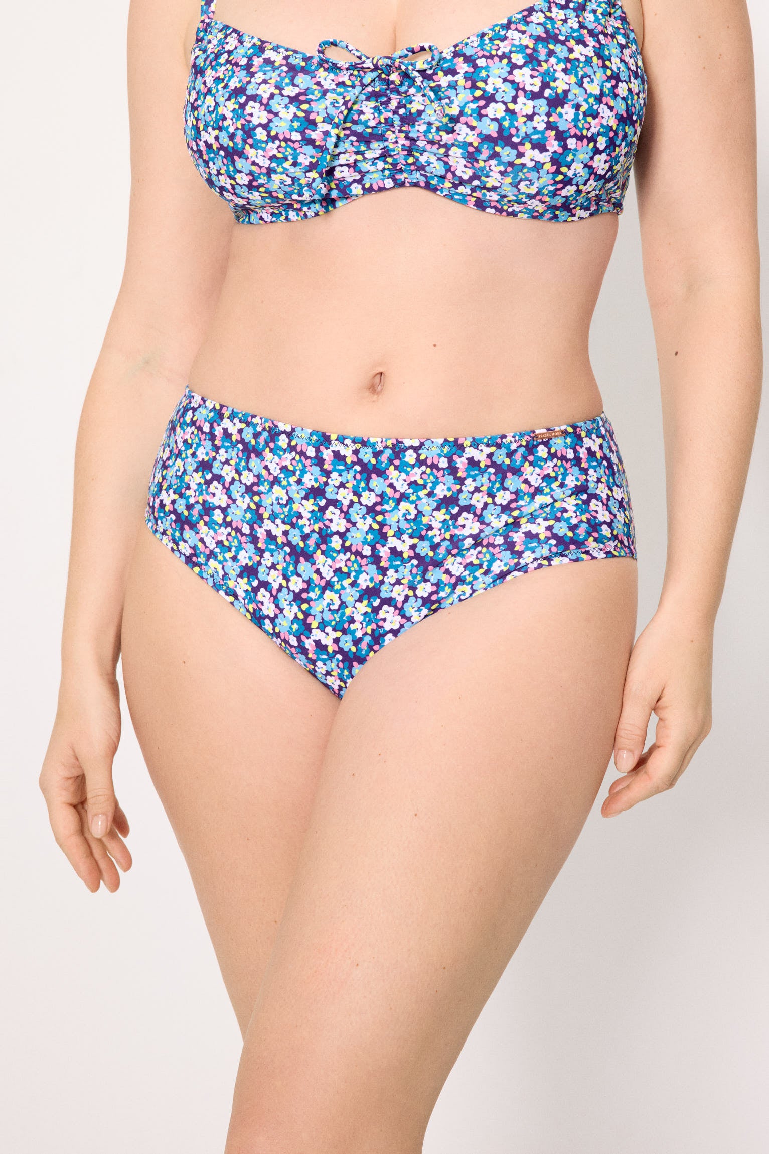 high-waisted blue Liberty slimming bikini briefs