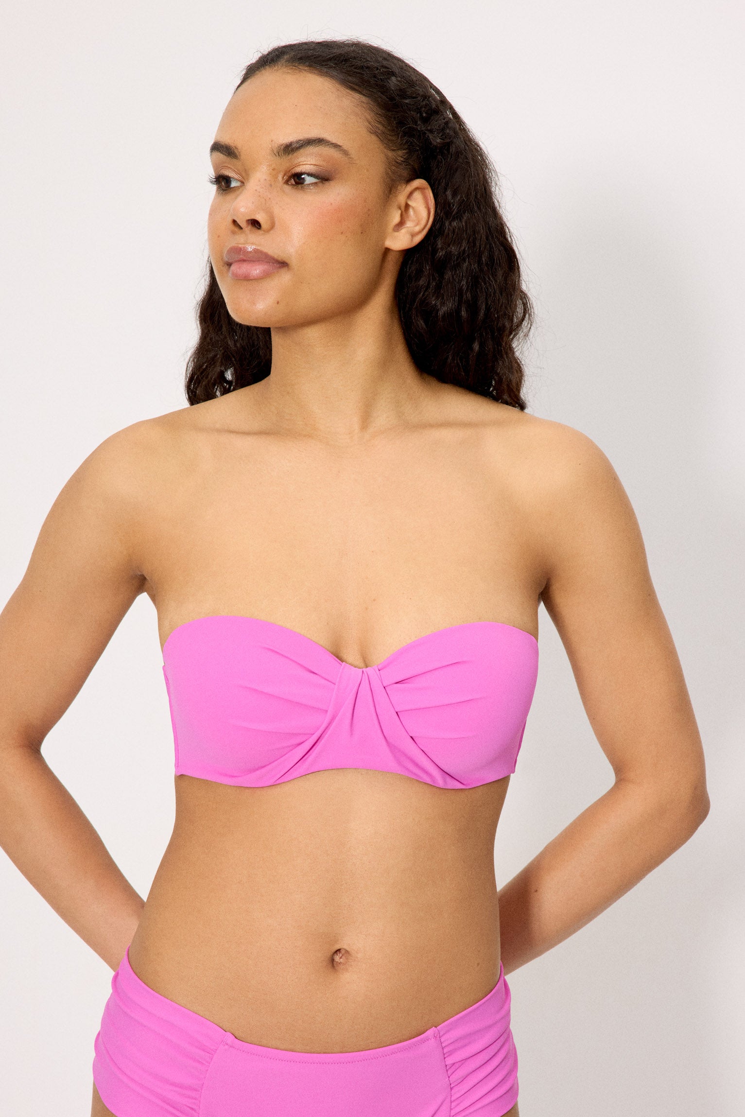 Pink bandeau bikini top C cup