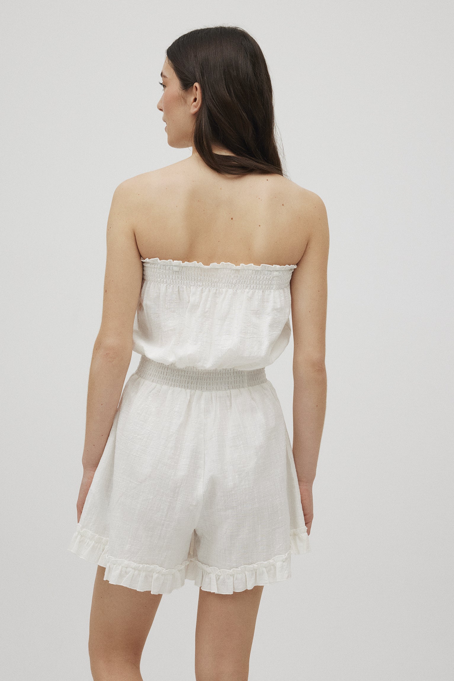 Short cotton jumpsuit with removable straps