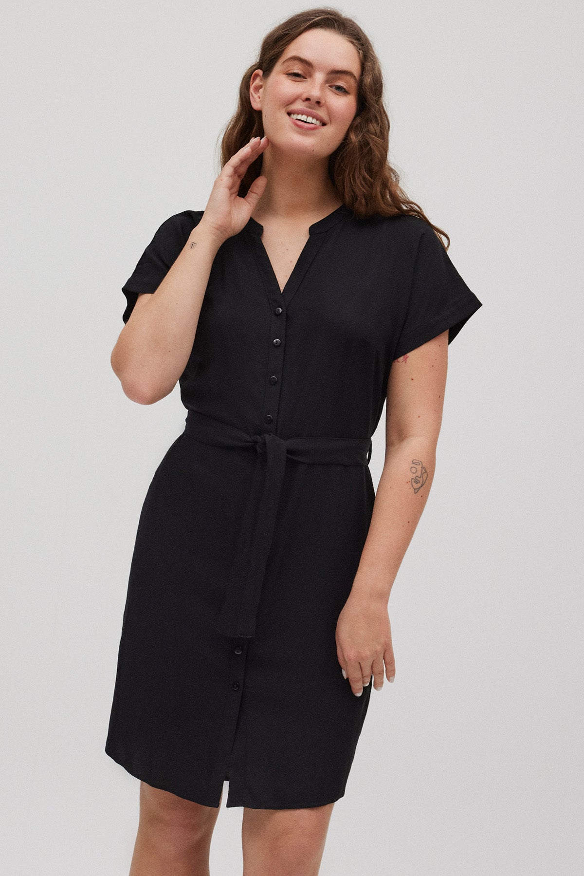 Black shirt midi dress