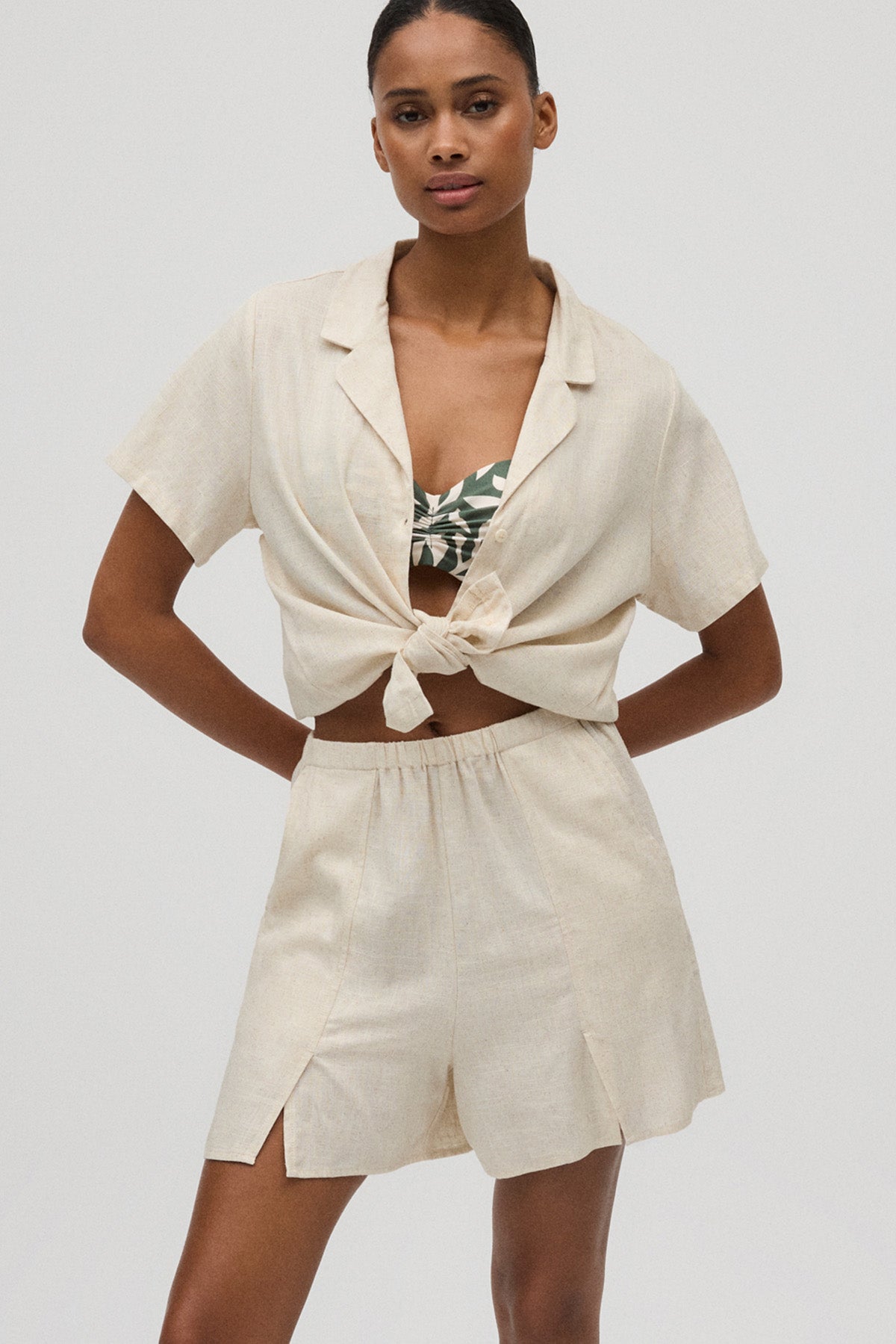 Short sleeve linen shirt
