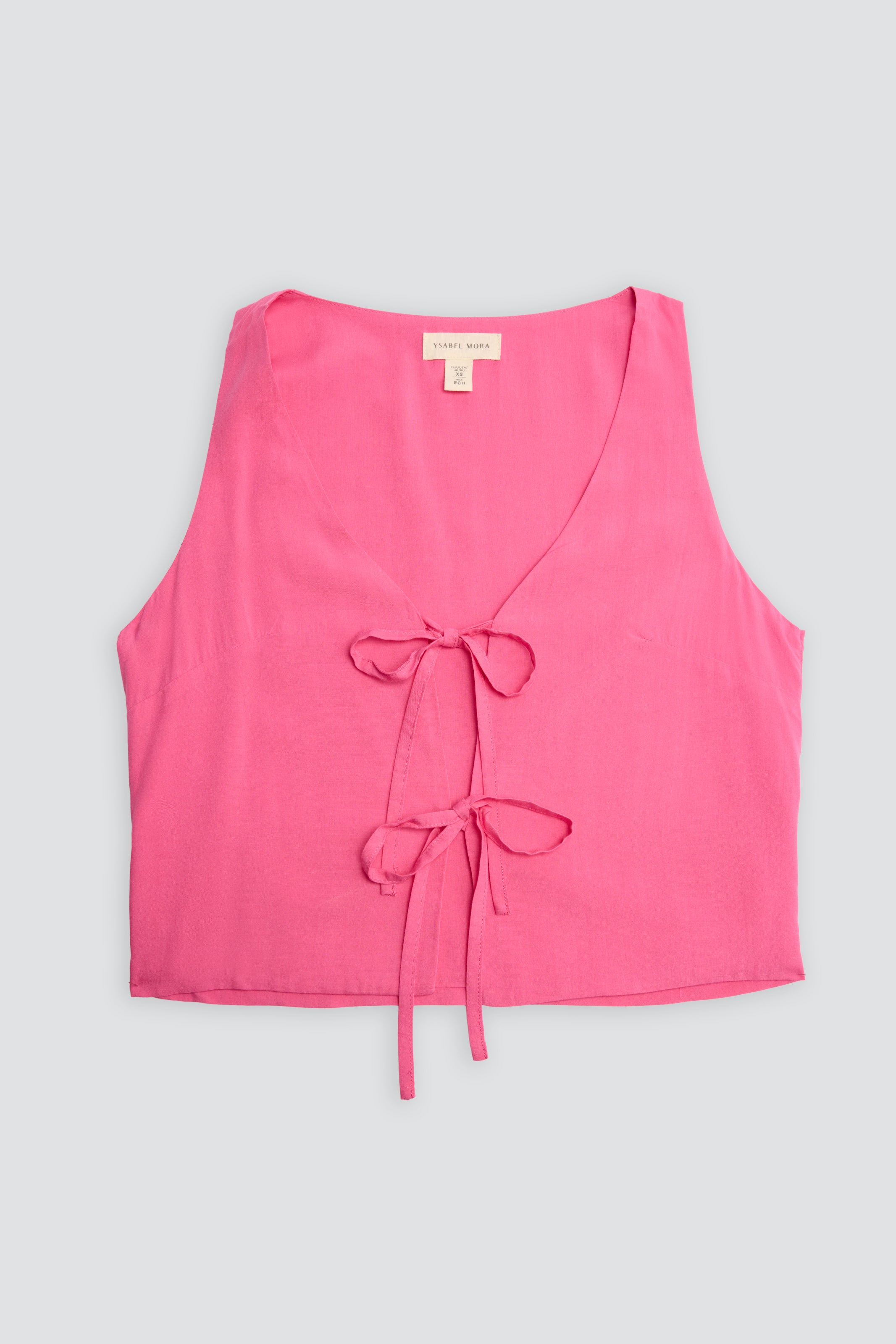 Pink knotted vest top with straps