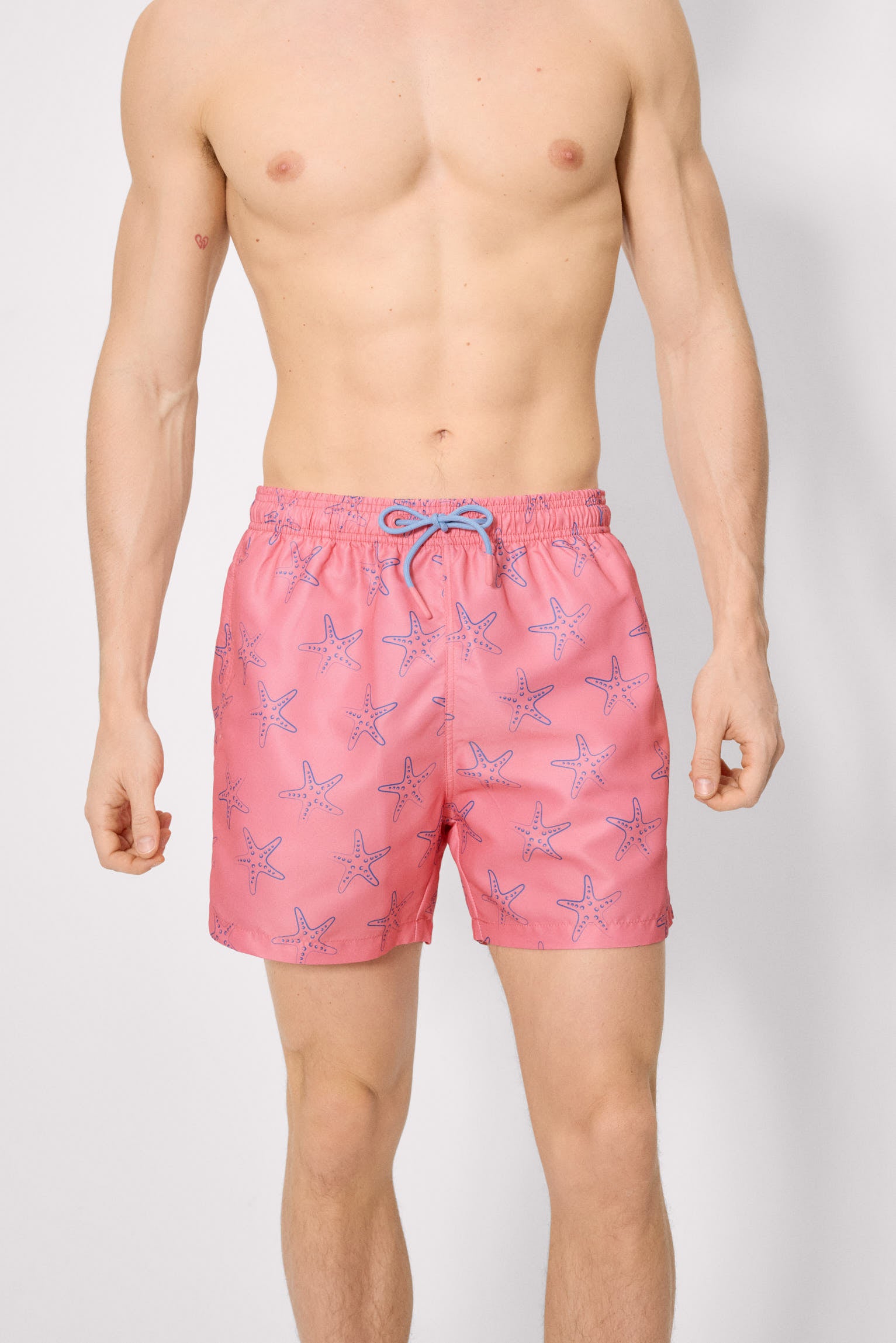 Pink starfish print half swimsuit