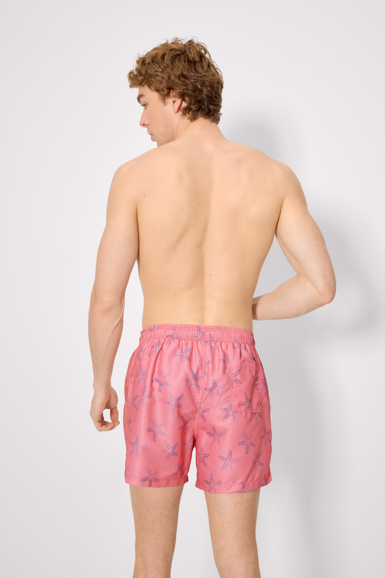 Pink starfish print half swimsuit