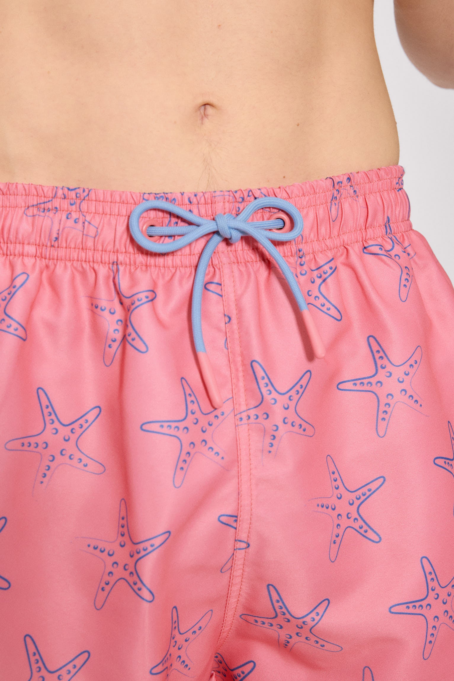 Pink starfish print half swimsuit