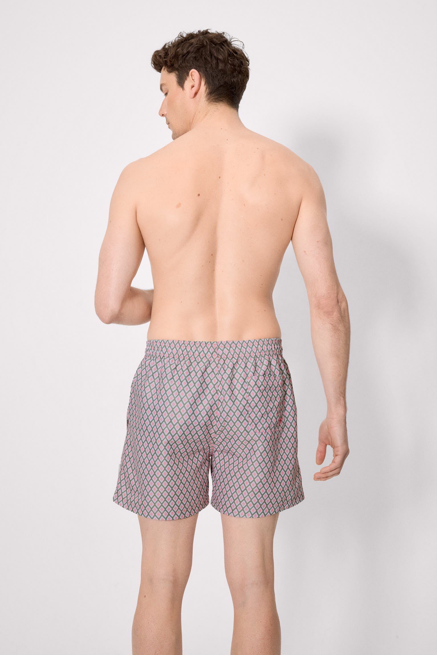 Half swimsuit with multicolored ethnic print