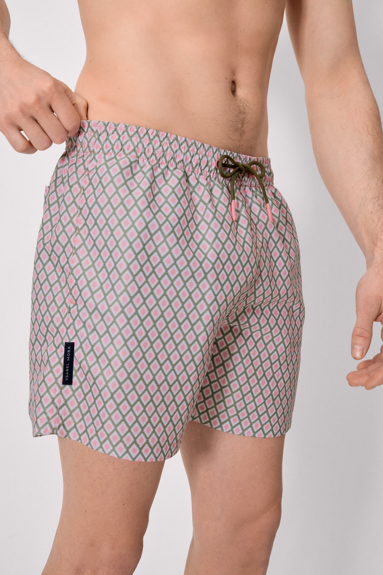 Half swimsuit with multicolored ethnic print