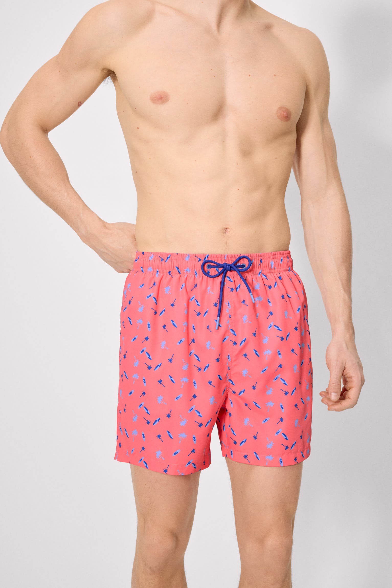 Half swimsuit with palm tree and surfboard print