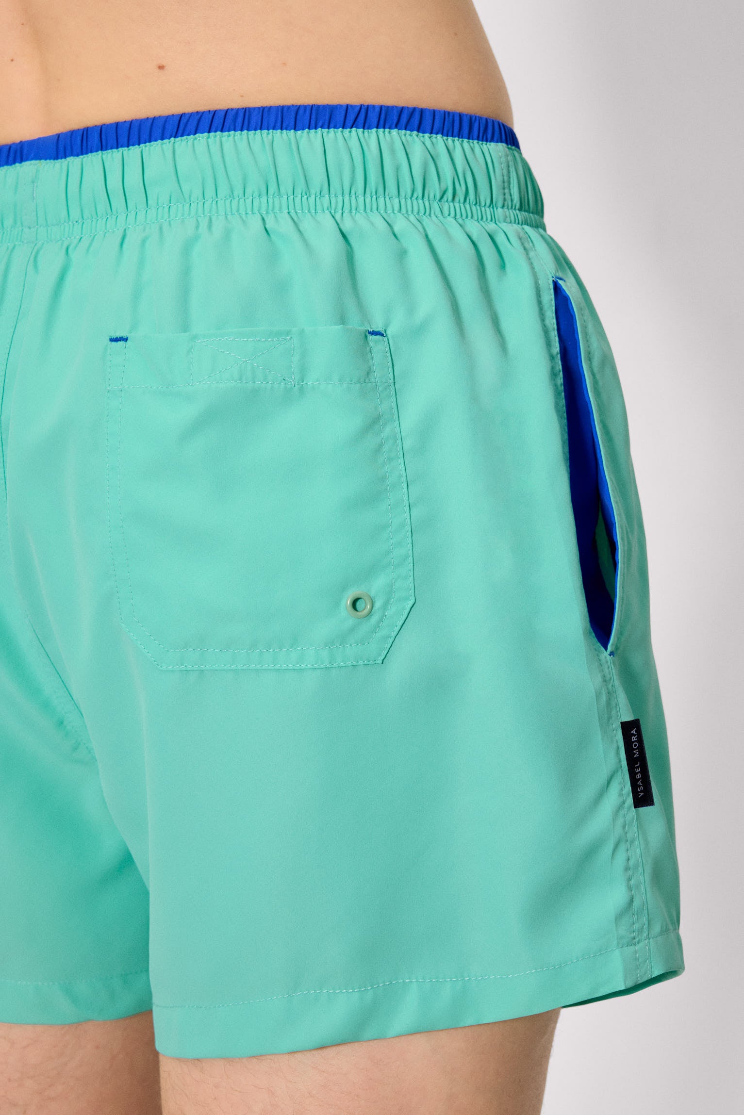 Short swimsuit with blue waist detail