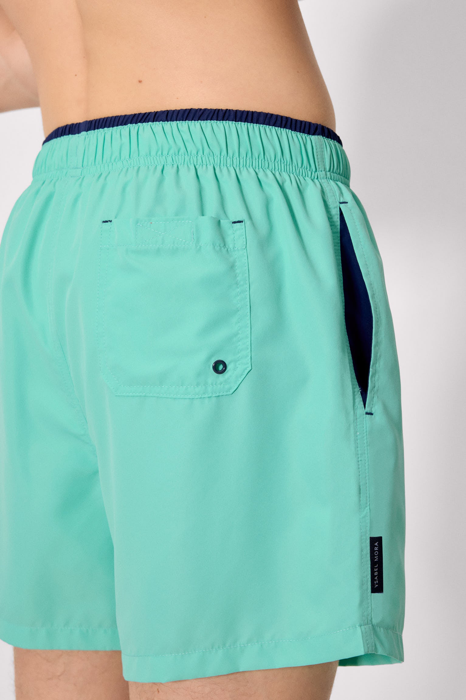 Bañador medio básico detalle cintura verde - Ysabel Mora