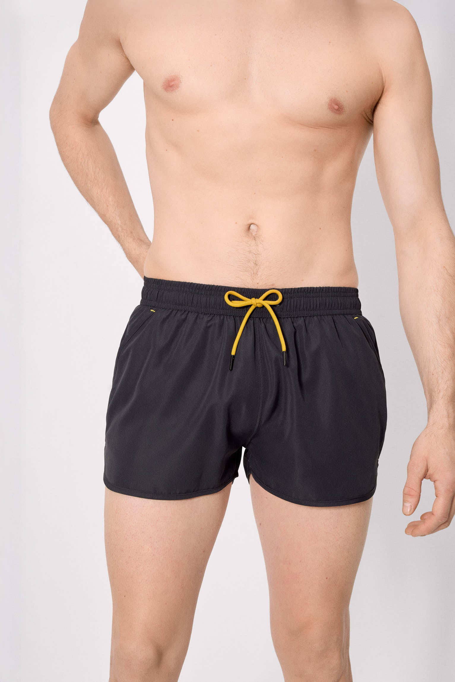Basic black swim trunks