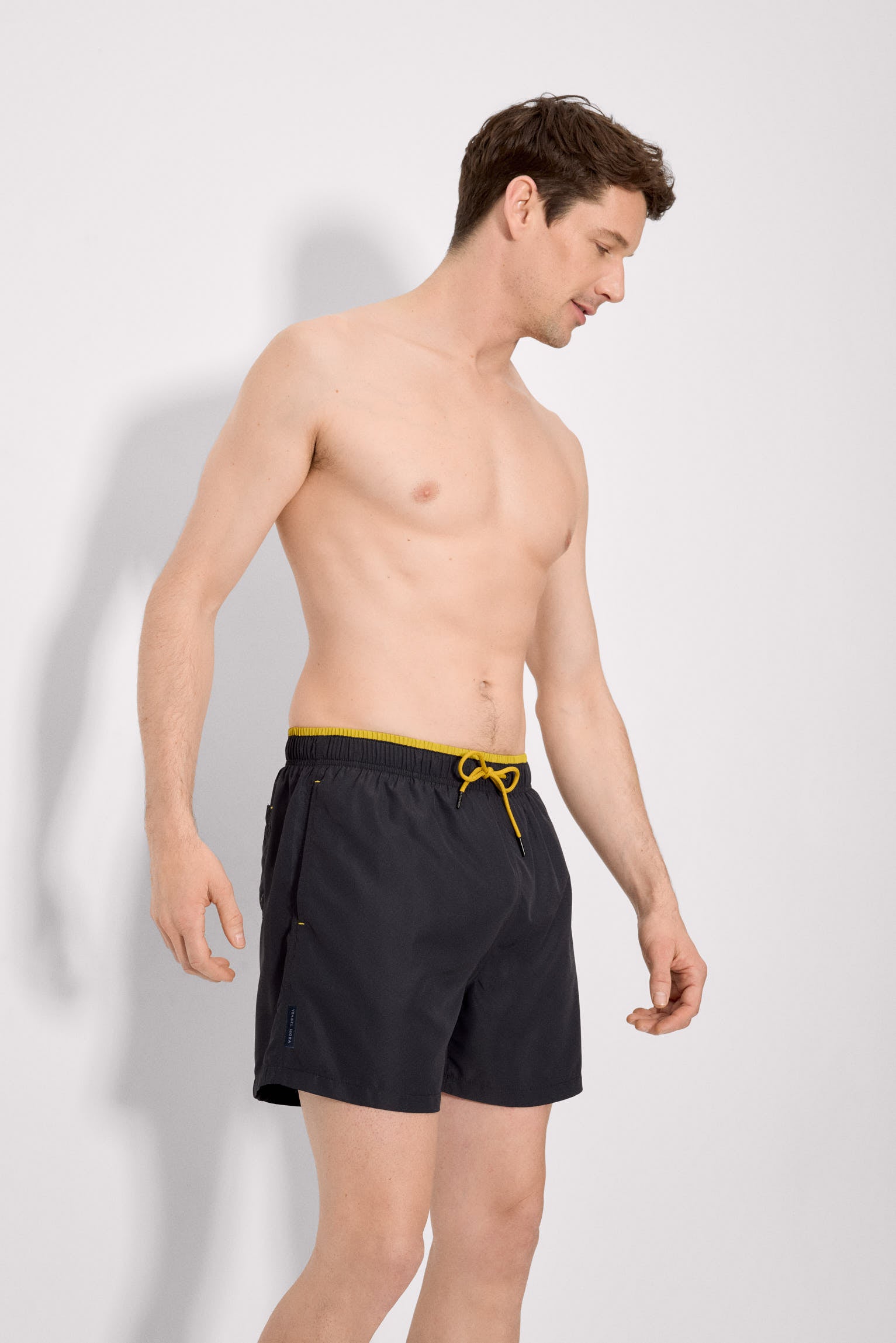 Half swimsuit with waist detail, black