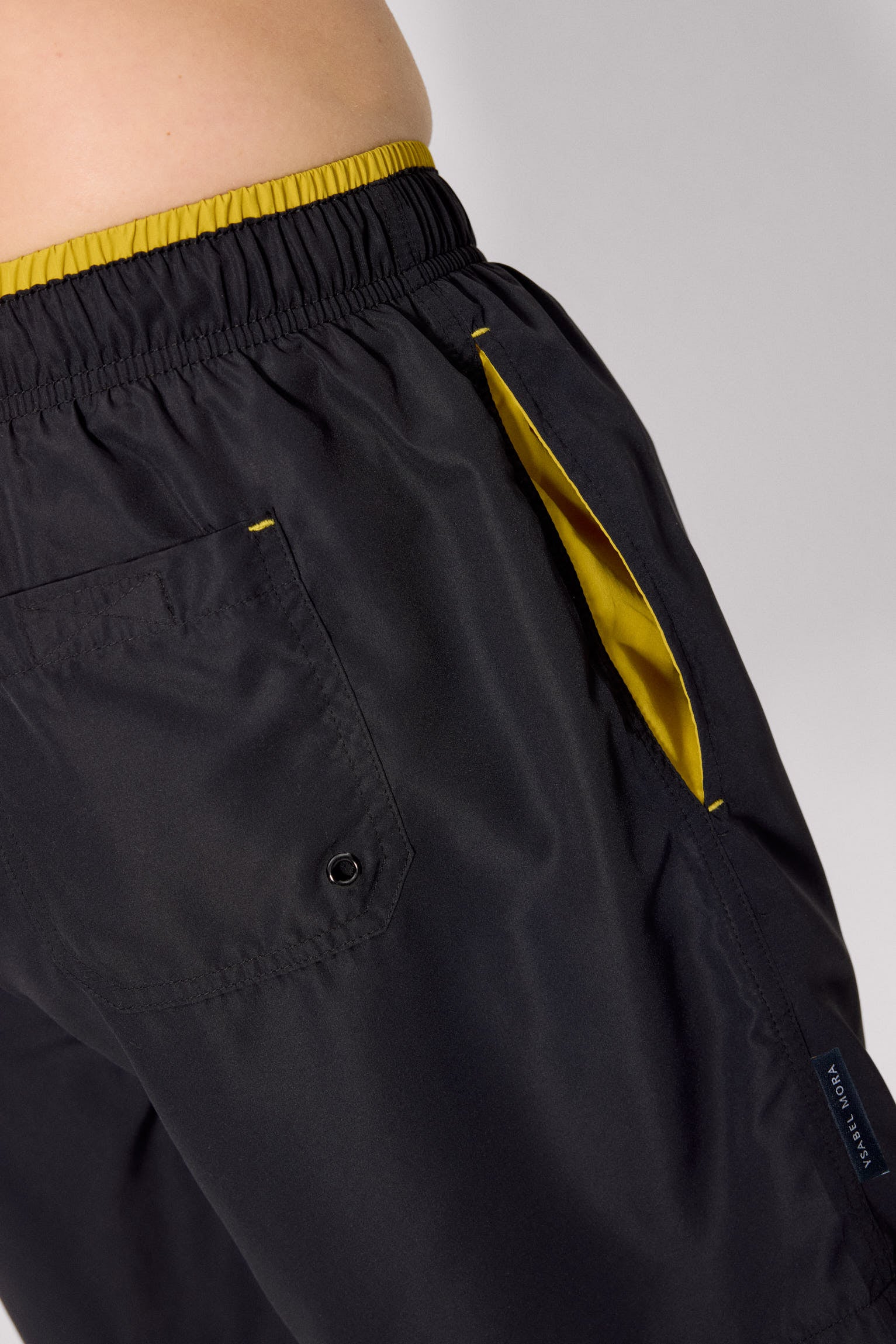 Half swimsuit with waist detail, black