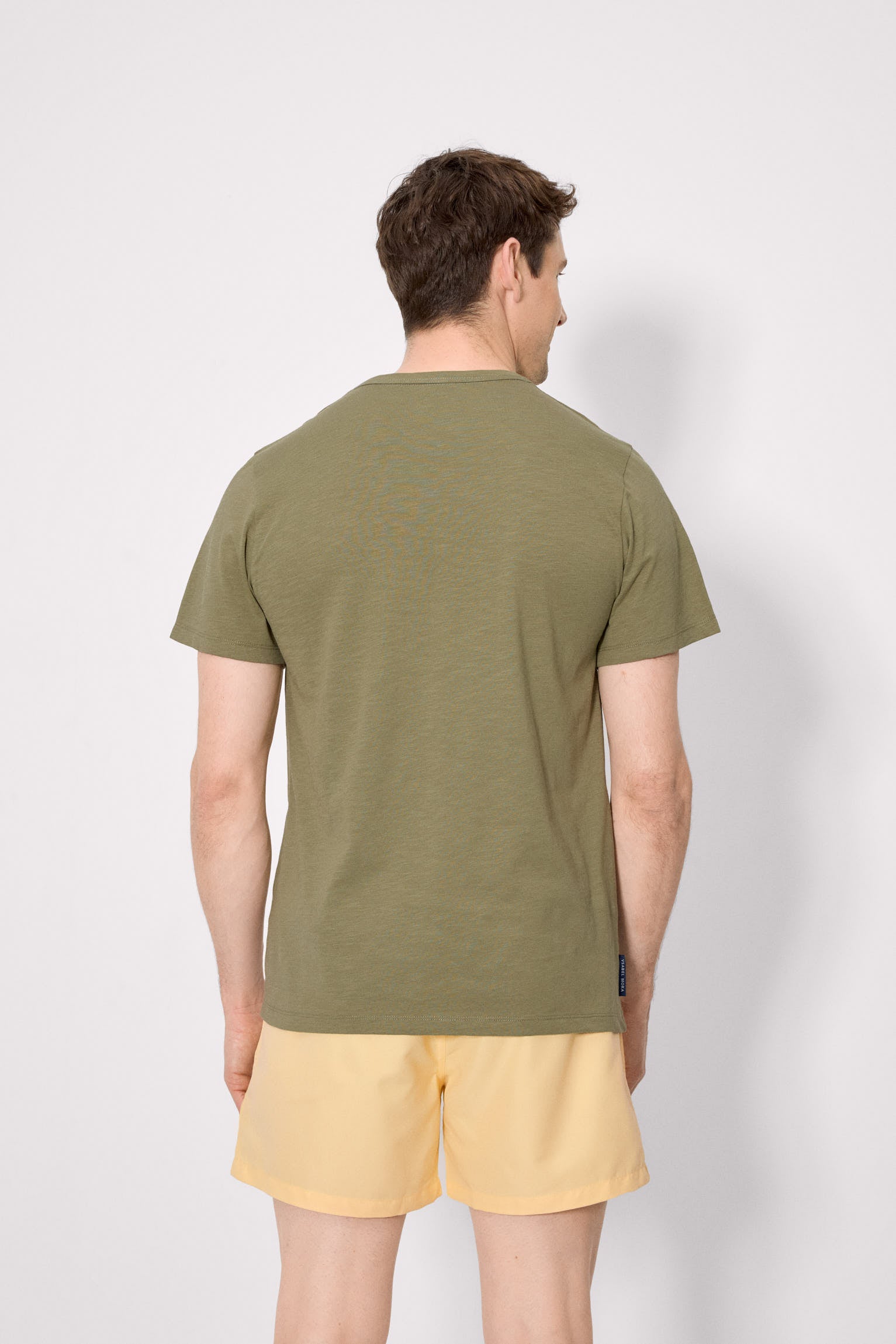 basic short-sleeved t-shirt with henley collar in green