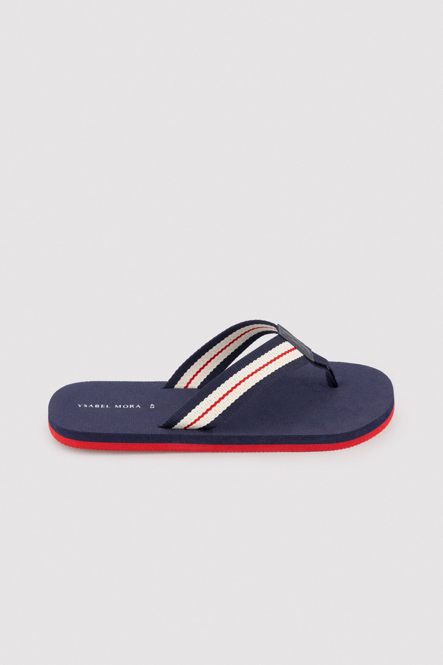 Men's flip-flops with contrasting stripes, navy blue