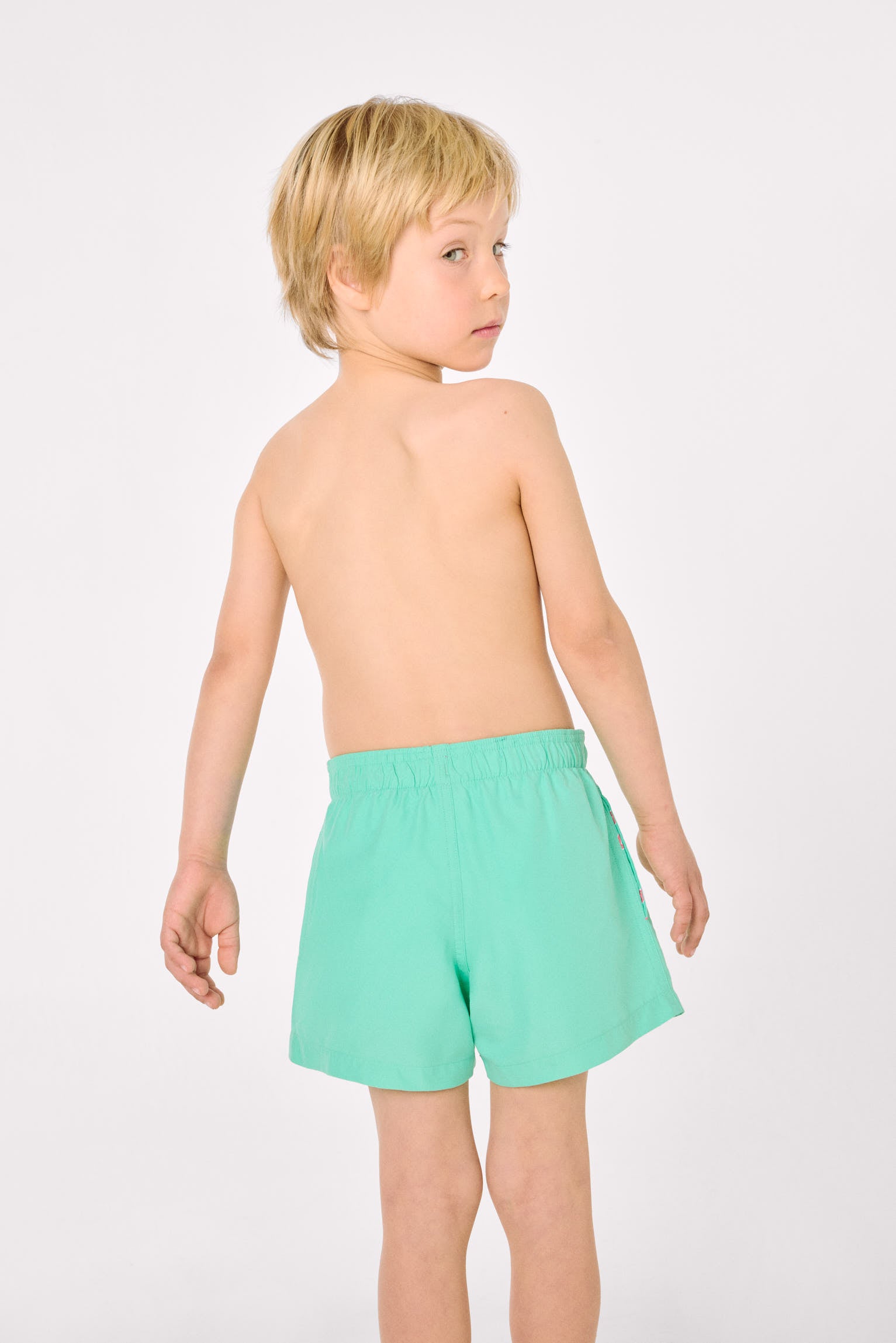 Bañador niño corto forro contraste turquesa - Ysabel Mora