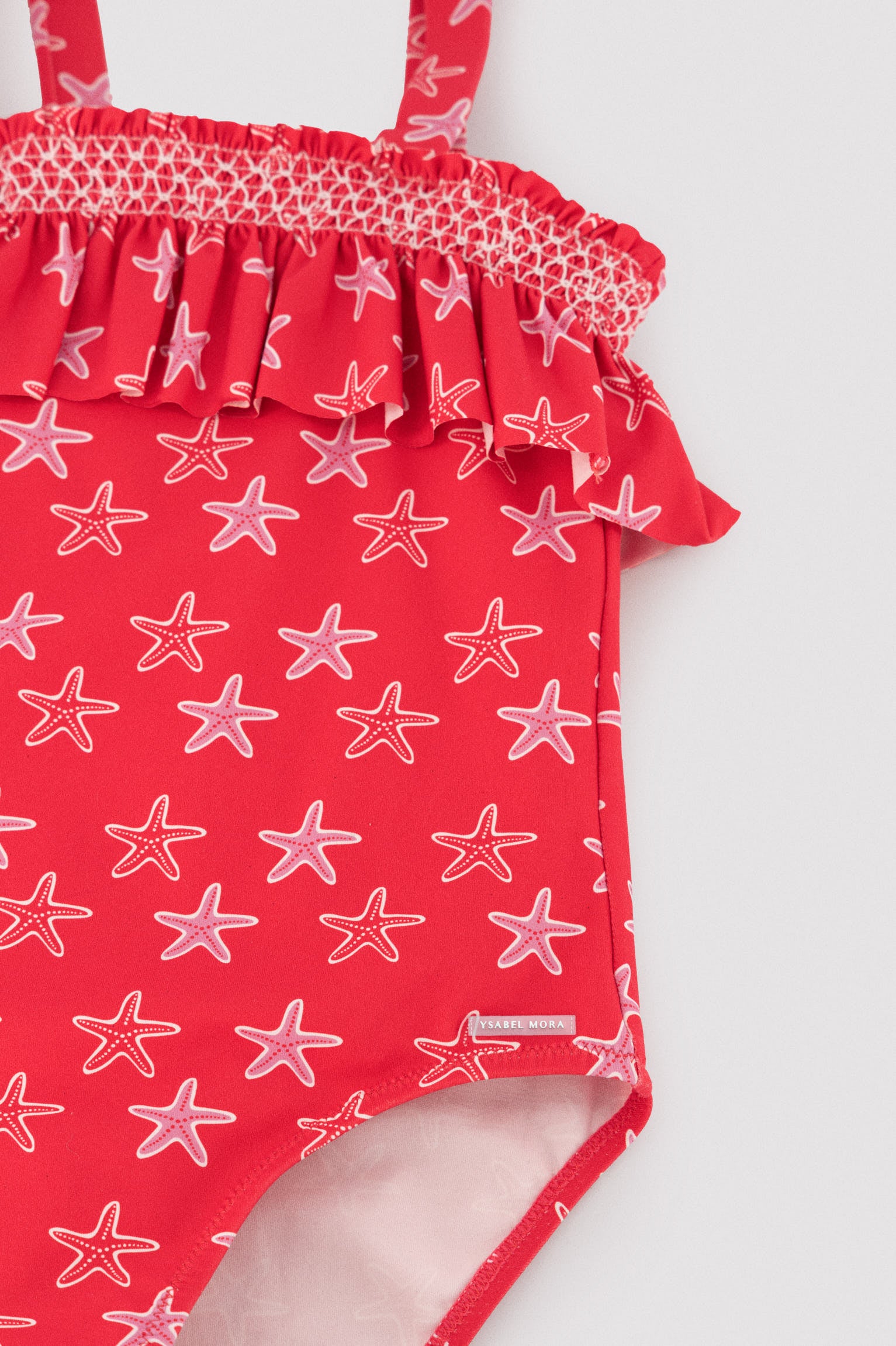 Bañador niña detalle volante estampado estrellas marinas - Ysabel Mora