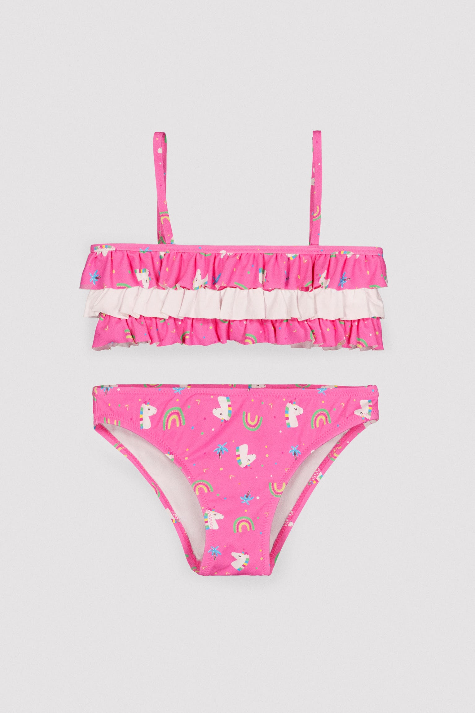 Bikini niña detalle volantes estampado unicornios - Ysabel Mora