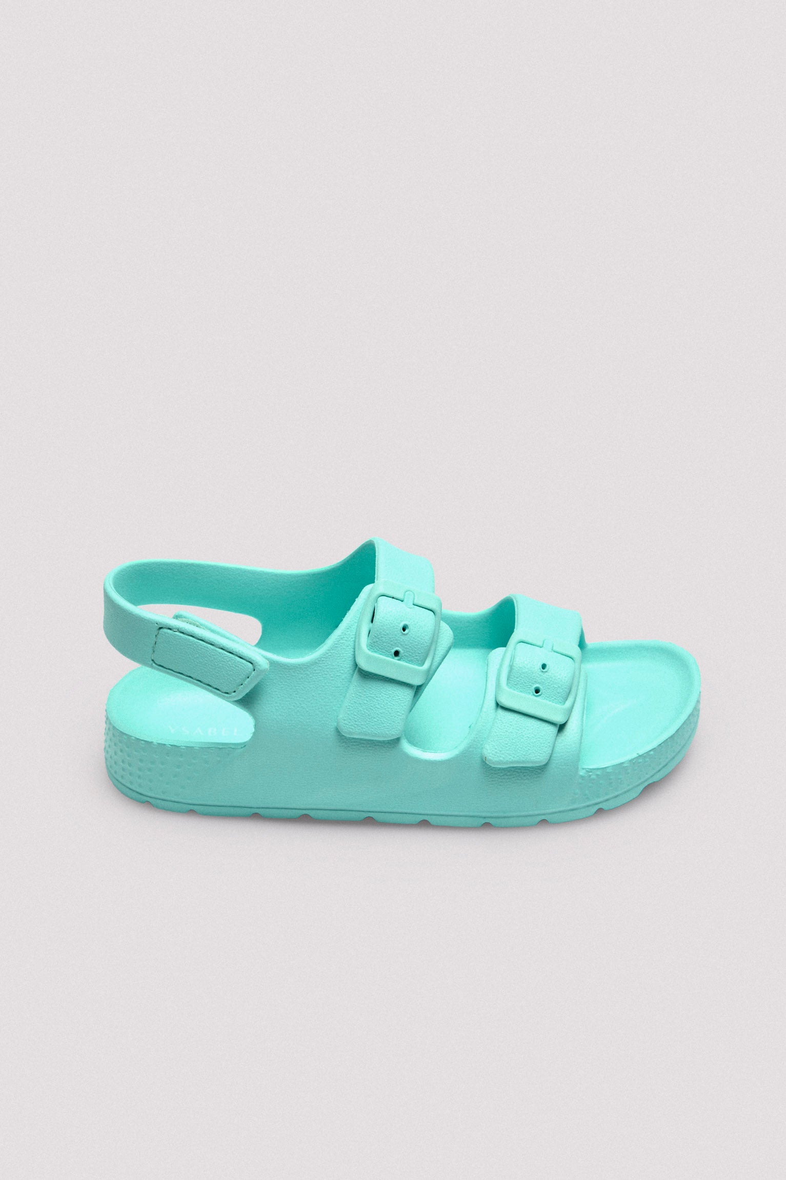 Green children's sandals with adjustable buckles